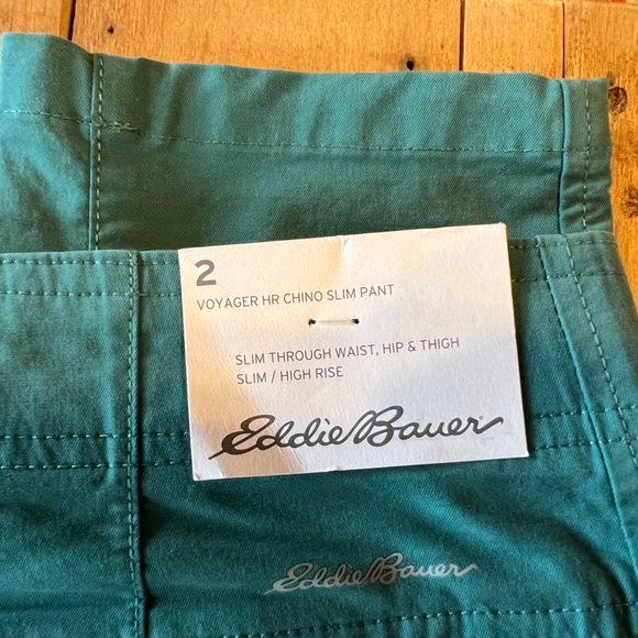 Brand New! Eddie Bauer Voyager HR Chino Slim Pant. Womens Size 2. Color stream. - Picture 7 of 7